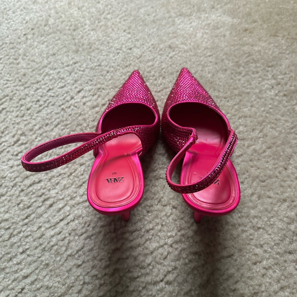 Zara Fuchsia Glitter Heels